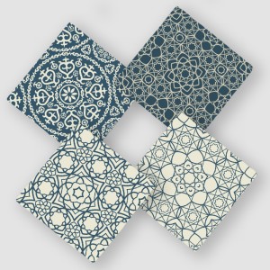 Arabic Pattern Tasarımlı 4lü Doğal Taş Bardak Altlığı Seti