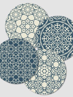 Arabic Pattern Tasarımlı 4lü Yuvarlak Bardak Altlığı Seti Arabic Pattern Tasarımlı 4lü Yuvarlak Bardak Altlığı Seti