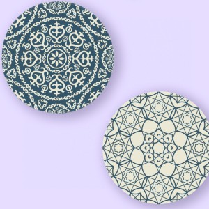 Arabic Pattern Tasarımlı 4lü Yuvarlak Bardak Altlığı Seti