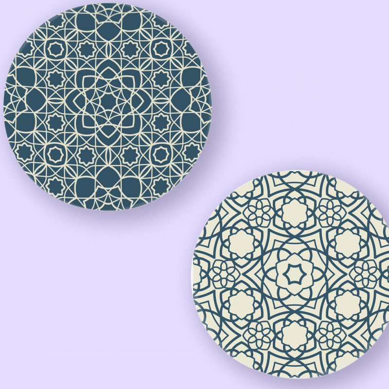 Arabic Pattern Tasarımlı 4lü Yuvarlak Bardak Altlığı Seti Arabic Pattern Tasarımlı 4lü Yuvarlak Bardak Altlığı Seti