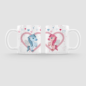 Bestie Unicorn Tasarımlı Beyaz Porselen Kupa Bardak