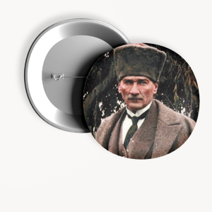 Atatürk'ün Portresi Baskılı 44MM İğneli Rozet