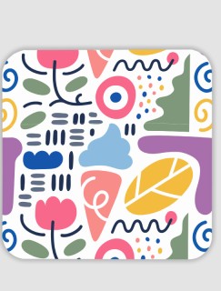 Doodle Tasarımlı 4lü Kare Bardak Altlığı Doodle Tasarımlı 4lü Kare Bardak Altlığı