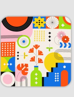 Modern Mandala Tasarımlı 4lü Kare Bardak Altlığı Modern Mandala Tasarımlı 4lü Kare Bardak Altlığı