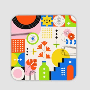 Modern Mandala Tasarımlı 4lü Kare Bardak Altlığı