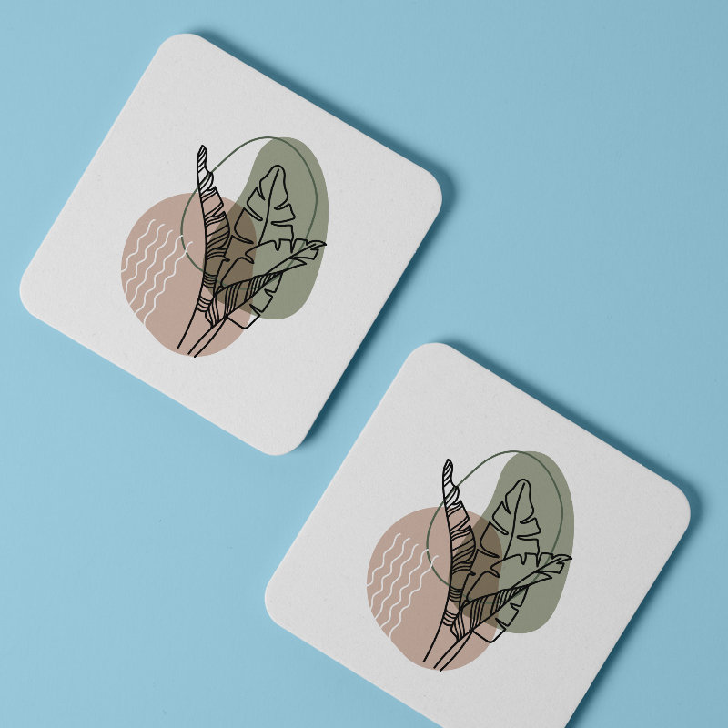 Minimal Bitkiler Temalı 4lü Kare Bardak Altlığı Minimal Bitkiler Temalı 4lü Kare Bardak Altlığı