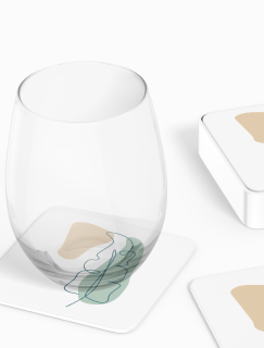 Minimal ve Yeşil Tasarımlı 4lü Kare Bardak Altlığı Minimal ve Yeşil Tasarımlı 4lü Kare Bardak Altlığı
