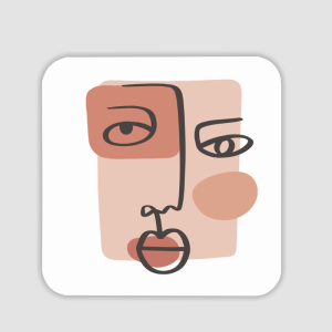 Woman's Face Tasarımlı 4lü Kare Bardak Altlığı