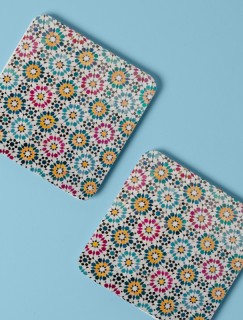 Seramik Mandala Tasarımlı 4lü Kare Bardak Altlığı Seramik Mandala Tasarımlı 4lü Kare Bardak Altlığı