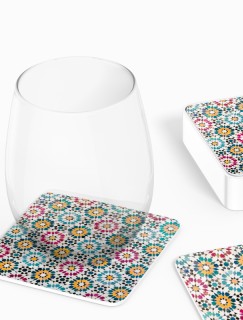 Seramik Mandala Tasarımlı 4lü Kare Bardak Altlığı Seramik Mandala Tasarımlı 4lü Kare Bardak Altlığı