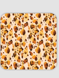 Suluboya Leopar Kürkü Tasarımlı 4lü Kare Bardak Altlığı Suluboya Leopar Kürkü Tasarımlı 4lü Kare Bardak Altlığı
