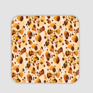 Suluboya Leopar Kürkü Tasarımlı 4lü Kare Bardak Altlığı