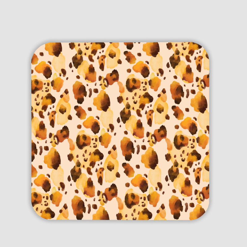Suluboya Leopar Kürkü Tasarımlı 4lü Kare Bardak Altlığı Suluboya Leopar Kürkü Tasarımlı 4lü Kare Bardak Altlığı