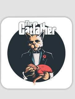 Catfather Tasarımlı 4lü Kare Bardak Altlığı Catfather Tasarımlı 4lü Kare Bardak Altlığı
