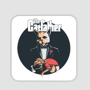 Catfather Tasarımlı 4lü Kare Bardak Altlığı