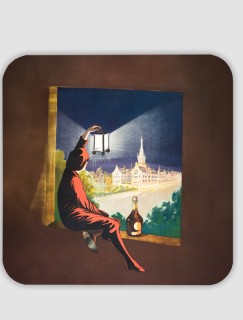 Benedictine 1907 Retro Tasarımlı 4lü Kare Bardak Altlığı Benedictine 1907 Retro Tasarımlı 4lü Kare Bardak Altlığı