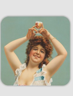 Neşeli Kadın Retro Tasarımlı 4lü Kare Bardak Altlığı Neşeli Kadın Retro Tasarımlı 4lü Kare Bardak Altlığı