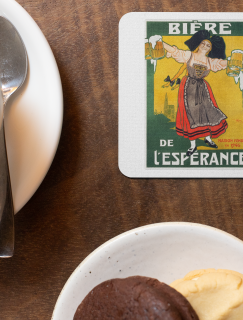 Biere de'l Esperance Retro Tasarımlı 4lü Kare Bardak Altlığı Biere de'l Esperance Retro Tasarımlı 4lü Kare Bardak Altlığı
