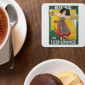 Biere de'l Esperance Retro Tasarımlı 4lü Kare Bardak Altlığı