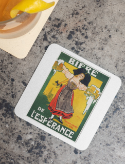 Biere de'l Esperance Retro Tasarımlı 4lü Kare Bardak Altlığı Biere de'l Esperance Retro Tasarımlı 4lü Kare Bardak Altlığı