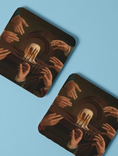 İçecek İsteyen Eller Tasarımlı 4lü Retro Seri Kare Bardak Altlığı İçecek İsteyen Eller Tasarımlı 4lü Retro Seri Kare Bardak Altlığı