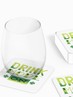 Drink Mode On Yazılı 4lü Kare Bardak Altlığı Drink Mode On Yazılı 4lü Kare Bardak Altlığı