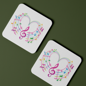 Music Lover Temalı 4lü Kare Bardak Altlığı