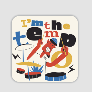 I am The Tempo Yazılı Baterist Tasarımlı 4lü Kare Bardak Altlığı