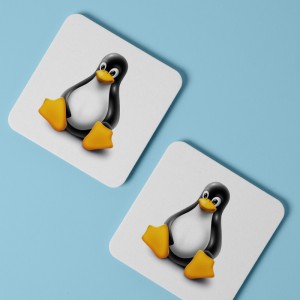 Linux Tasarımlı 4lü Kare Bardak Altlığı