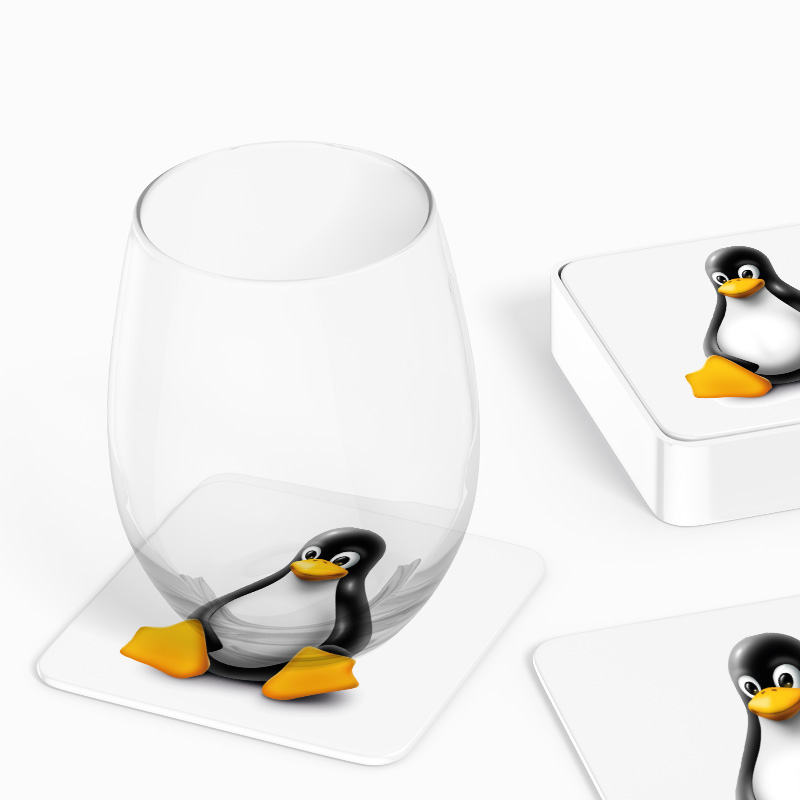 Linux Tasarımlı 4lü Kare Bardak Altlığı Linux Tasarımlı 4lü Kare Bardak Altlığı