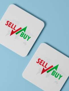 Sell Buy Yazılı 4lü Kare Bardak Altlığı Sell Buy Yazılı 4lü Kare Bardak Altlığı