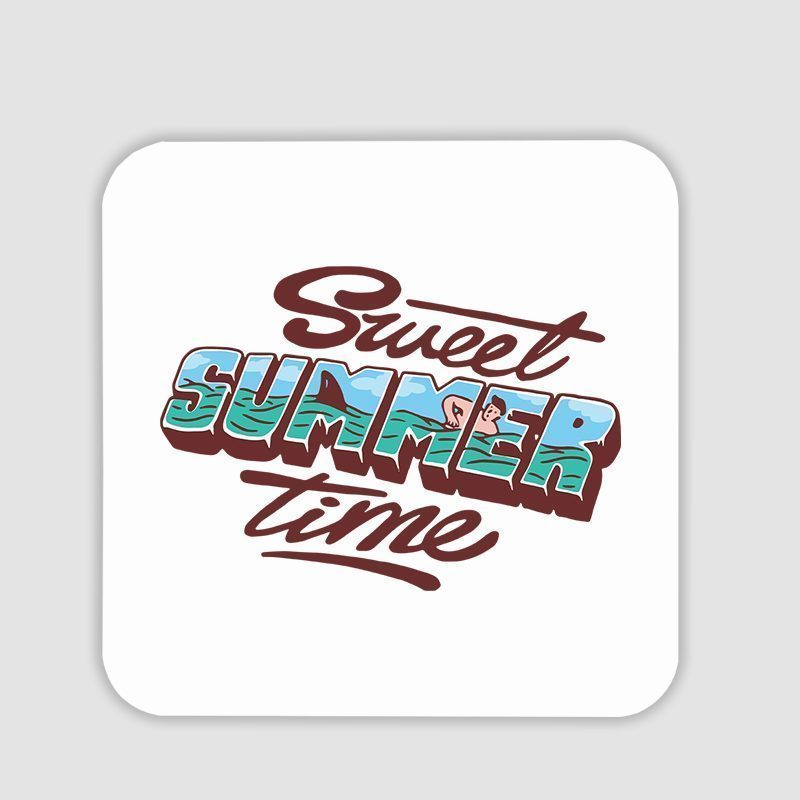 Sweet Summer Time Tasarımlı 4lü Kare Bardak Altlığı Sweet Summer Time Tasarımlı 4lü Kare Bardak Altlığı