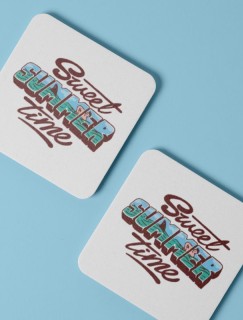 Sweet Summer Time Tasarımlı 4lü Kare Bardak Altlığı Sweet Summer Time Tasarımlı 4lü Kare Bardak Altlığı