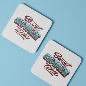 Sweet Summer Time Tasarımlı 4lü Kare Bardak Altlığı