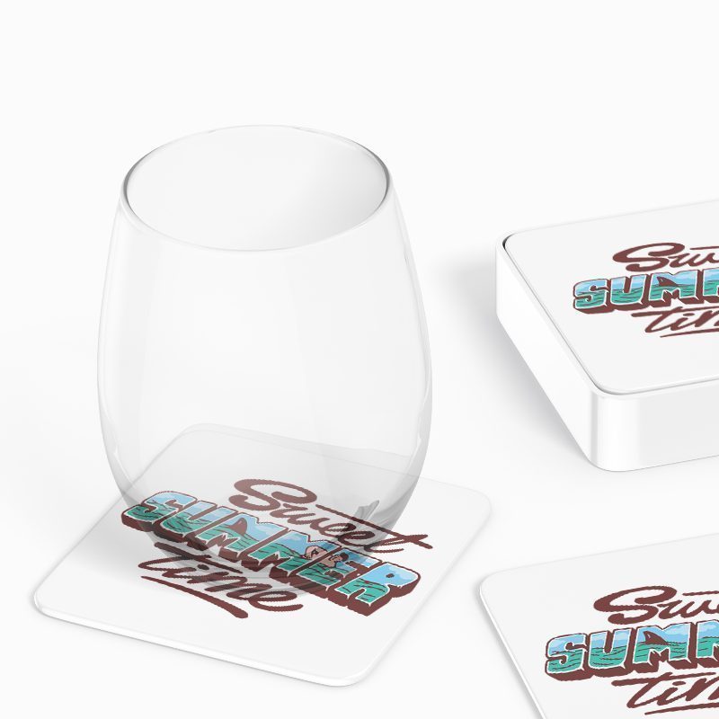 Sweet Summer Time Tasarımlı 4lü Kare Bardak Altlığı Sweet Summer Time Tasarımlı 4lü Kare Bardak Altlığı