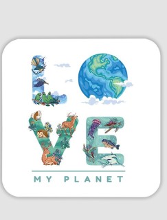 Love My Planet Tasarımlı 4lü Kare Bardak Altlığı Love My Planet Tasarımlı 4lü Kare Bardak Altlığı