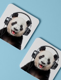 Müzik Tutkunu Panda Tasarımlı 4lü Doğal Taş Bardak Altlığı Müzik Tutkunu Panda Tasarımlı 4lü Doğal Taş Bardak Altlığı
