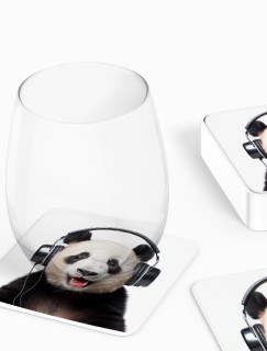 Müzik Tutkunu Panda Tasarımlı 4lü Doğal Taş Bardak Altlığı Müzik Tutkunu Panda Tasarımlı 4lü Doğal Taş Bardak Altlığı
