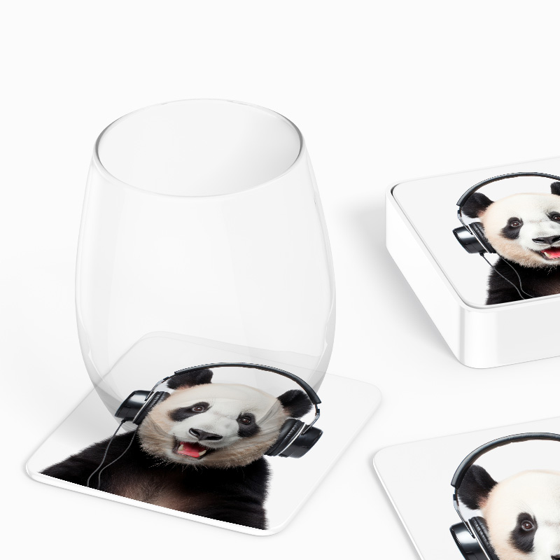 Müzik Tutkunu Panda Tasarımlı 4lü Doğal Taş Bardak Altlığı Müzik Tutkunu Panda Tasarımlı 4lü Doğal Taş Bardak Altlığı