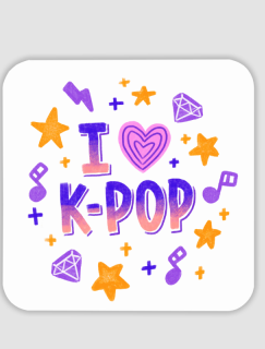 I Love K-Pop Temalı 4lü Kare Bardak Altlığı I Love K-Pop Temalı 4lü Kare Bardak Altlığı