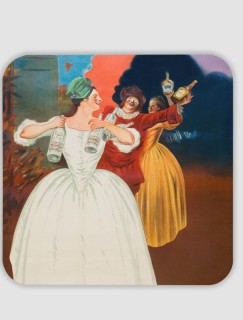Dans Eden İnsanlar Retro Tasarımlı 4lü Kare Bardak Altlığı Dans Eden İnsanlar Retro Tasarımlı 4lü Kare Bardak Altlığı