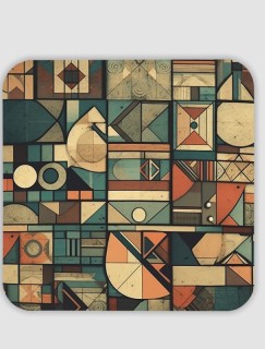 Retro Geometrik Desenli 4lü Kare Bardak Altlığı Retro Geometrik Desenli 4lü Kare Bardak Altlığı