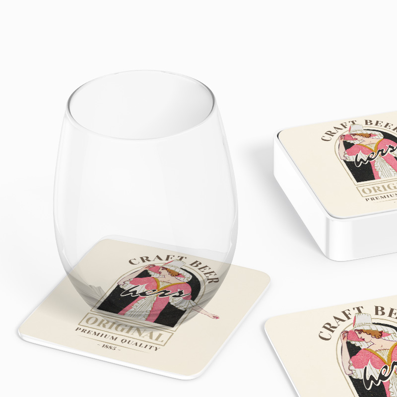 Craft Beer Hers Retro Tasarımlı 4lü Kare Bardak Altlığı Craft Beer Hers Retro Tasarımlı 4lü Kare Bardak Altlığı