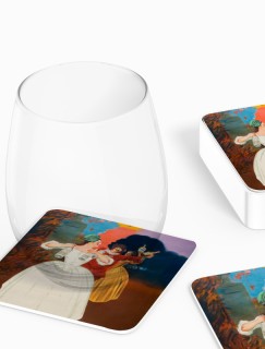 Dans Eden İnsanlar Retro Tasarımlı 4lü Kare Bardak Altlığı Dans Eden İnsanlar Retro Tasarımlı 4lü Kare Bardak Altlığı