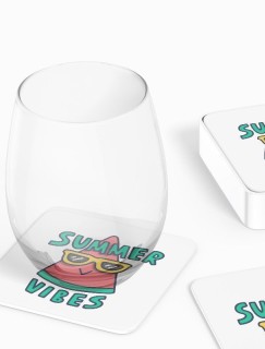 Summer Vibes 4lü Kare Bardak Altlığı Summer Vibes 4lü Kare Bardak Altlığı