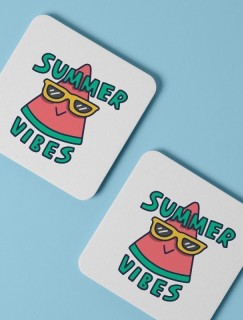 Summer Vibes 4lü Kare Bardak Altlığı Summer Vibes 4lü Kare Bardak Altlığı