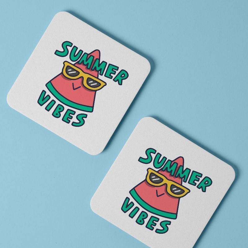 Summer Vibes 4lü Kare Bardak Altlığı Summer Vibes 4lü Kare Bardak Altlığı