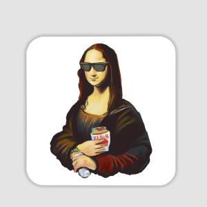 Mona Lisa Stili Tasarımlı 4lü Kare Bardak Altlığı