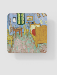 Vincent Van Gogh's The Bedroom (1889) Tasarımlı 4lü Kare Bardak Altlığı Vincent Van Gogh's The Bedroom (1889) Tasarımlı 4lü Kare Bardak Altlığı