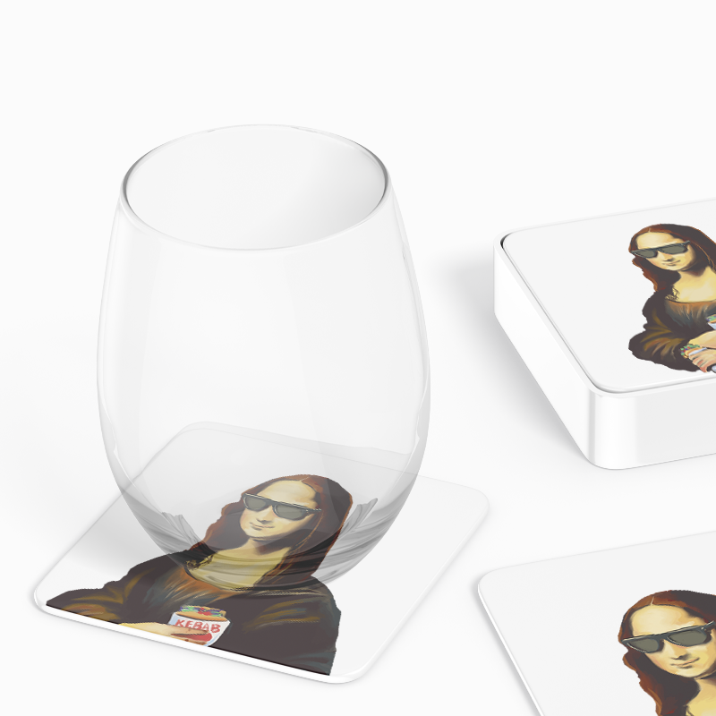 Mona Lisa Stili Tasarımlı 4lü Kare Bardak Altlığı Mona Lisa Stili Tasarımlı 4lü Kare Bardak Altlığı